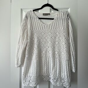 Croft & Barrow Adorable White Crochet Pull and Bear Sweaters Size 2x